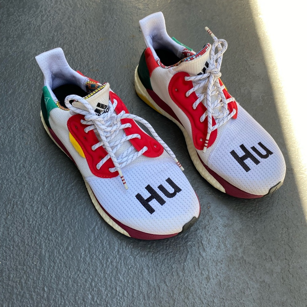 adidas Multicolor Hu Running Sneakers - White/Red/Green/Yellow